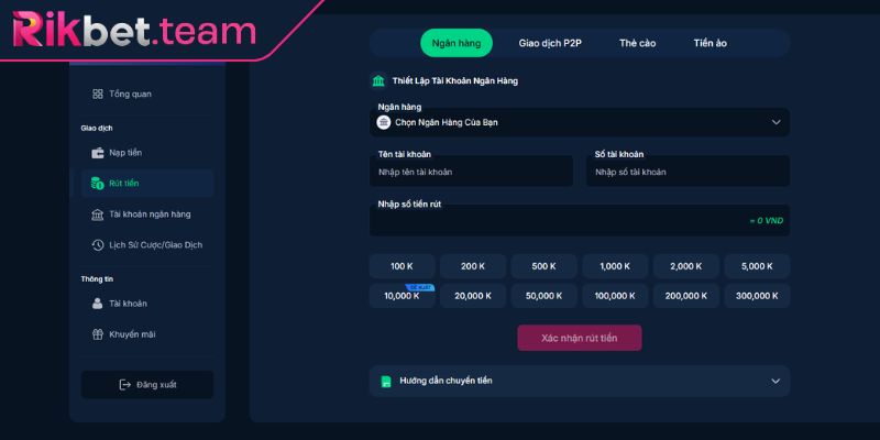 Nạp rút tiền rikbet 2 Cách nạp rút tiền tại Rikbet nhanh chóng